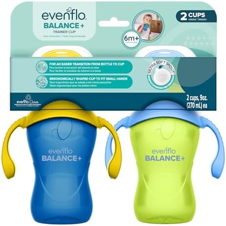 Evenflo Balance+ Trainer Cups for Babies 6+ Months, 2 Pack, Ergonomic Design by EvenfloFeeding