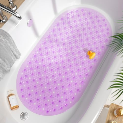 HITSLAM Oval Bathtub Mat Non Slip, 27x15 Inch Bubble Bath Tub Mat by HITSLAM