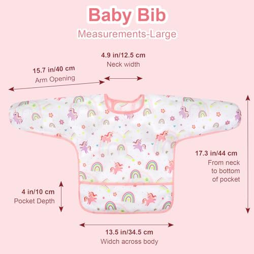Accmor 5 Pack Long Sleeve Bibs, Baby Smock Waterproof Sleeved Bib Smock - Image 7