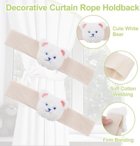 Cute Cartoon Animal Curtain Tiebacks 4Pcs Drape Rope Holdbacks - Image 4