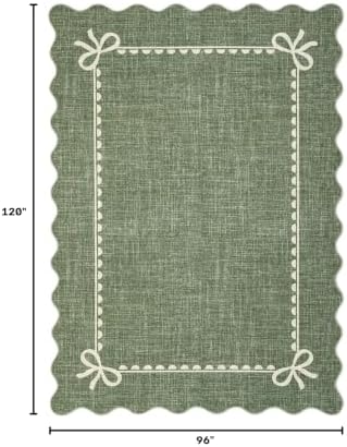 GarveeHome Scalloped Bow Rug 8x10 Washable Green Rug - Image 2