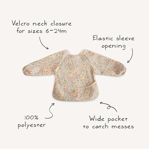 mushie Long Sleeve Baby Bib | Water Resistant Adjustable Fit - Image 2