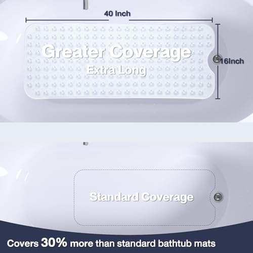 Extra Long Bathtub Mat Non Slip Bath Mat Clear 40"x16" Full Size - Image 2