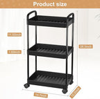 Barydat Baby Diaper Cart 3-Tier Movable Diaper Caddy Organizer Rolling Plastic - Image 2