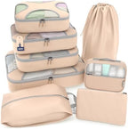 Shacke 8 Set Packing Cubes for Travel, Shoe & Toiletry Bags by Shacke