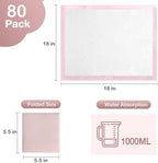 80 Count Disposable Baby Changing Pads, 18”x18” Pink – Super Absorbent - Image 6