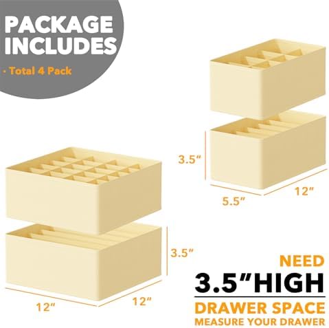SpaceAid Underwear Drawer Organizer, 4 Pack Dresser Organizer Bins - Image 3