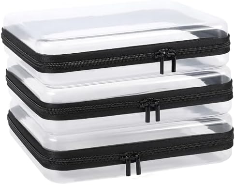 YOPCDJ 3 Pack Clear Hard Shell Zipper Case, Plastic Pouch by YOPCDJ