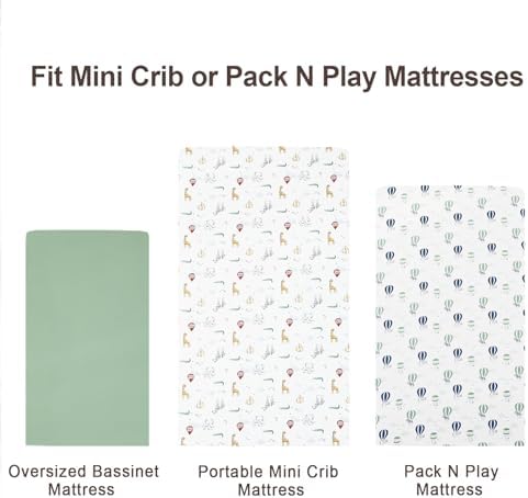 david's kids 3 Pack Mini Crib Sheets, Soft Breathable Premium Pack N Play Sheets - Image 7