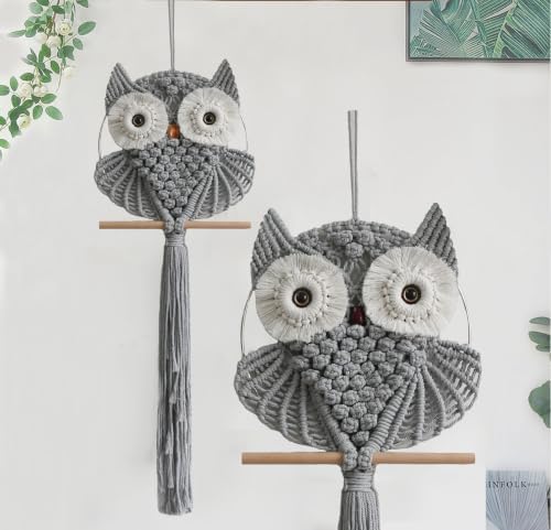 Achart Owl Macrame Wall Hanging-Hand Woven Boho Tapestry-Macrame Wall Decor - Image 3