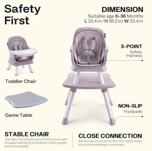 HARPPA Moro High Chair, 8-in-1 Convertible Baby Feeding Chair - Image 3