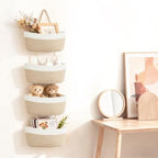 Over The Door Hanging Basket Storage 4-Tier Woven Wall Basket, Jute & White - Image 4