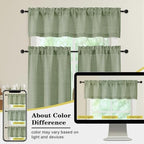 Sage Green Valances for Windows, Light Filtering Faux Linen Textured Small - Image 7
