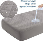 BEDSUM 2-Pack Waterproof Crib Mattress Protector, Smoke Grey - Image 3
