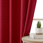 Chyhomenyc Red Valance for Windows, Light Filtering Faux Linen Textured Small - Image 4