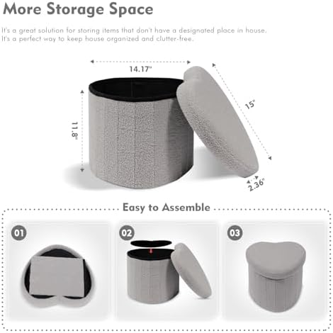 B FSOBEIIALEO Storage Ottoman Heart Shaped Ottoman - Image 3
