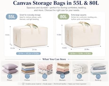 DoYiKe Soft Large Canvas Comforter Storage Bags - Image 2