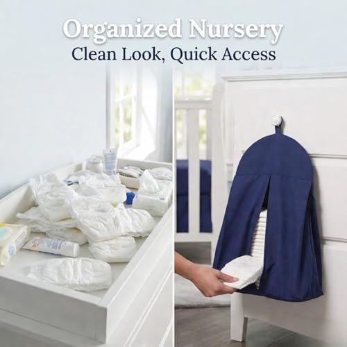 Navy Blue Hanging Baby Diaper Caddy Organizer - Image 4