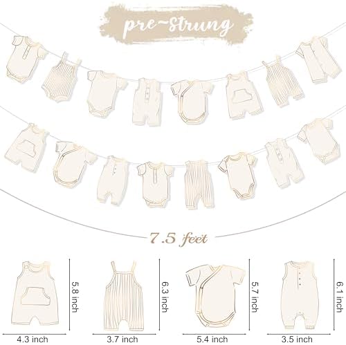 Boho Neutral Baby Clothes Banner Garland 2pcs Pre-Assembled Bunting Banners - Image 5
