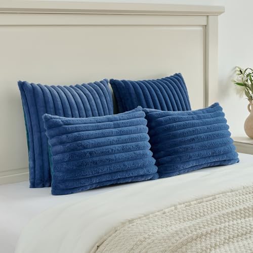 FUTEI Pack of 2 Faux Fur Throw Pillow Covers 18x18 Inch - Image 5