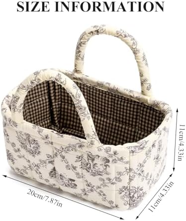Small Storage Basket Organizer, Mini Fabric Floral Storage Baskets - Image 6