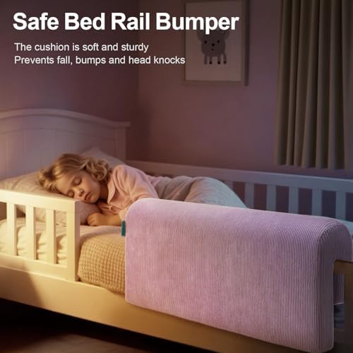 AEOCOO Bed Rail Bumpers for Toddlers, J-Shaped 2.3 Ft Kid Bed Bumper Purple - Image 2