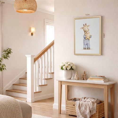 PORENY Baby Animal Nursery Wall Art Set of 3, Elephant Lion Giraffe Canvas - Image 2