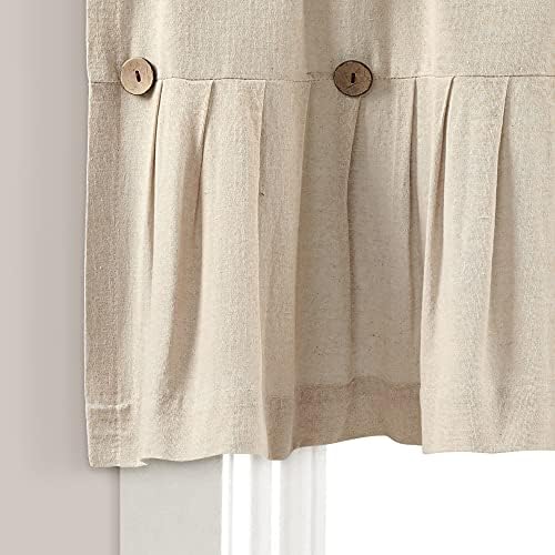 Lush Decor Linen Button Farmhouse Valance, Dark Linen - Image 4