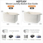 65L Large Laundry Basket with Handles, Woven Blanket Basket - Image 2