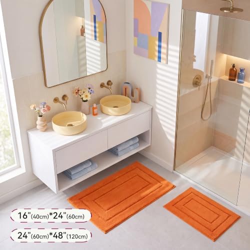 GRANNY SAYS Orange Bathroom Rug 24" x 48", Non-Slip Microfiber Bath Mat - Image 5