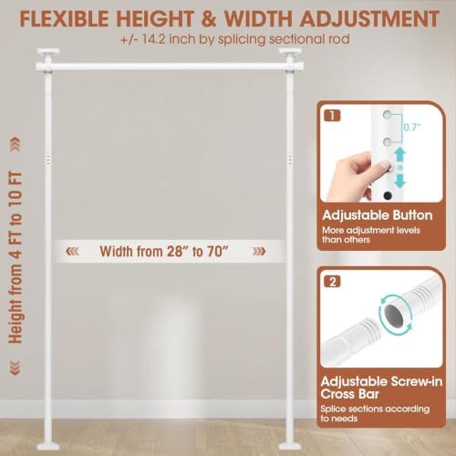 SUNALLY Room Divider Curtain Rod 4-10ft 28-70in Room Separator - Image 2