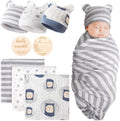 DRESHOW BQUBO Cotton Baby Swaddle Hat Set Newborn Infant Receiving Blankets by DRESHOW