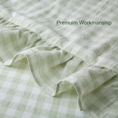 Pile Green White Gingham Ruffle Body Pillow Cover 20"x54" - Image 4