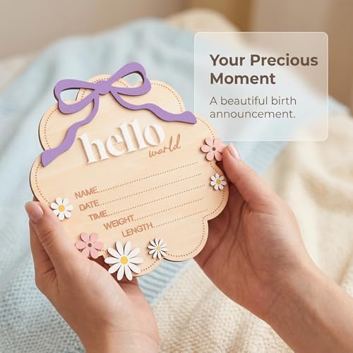 Hello World Wooden Baby Birth Announcement Sign - Image 4