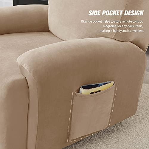 Stretch Recliner Covers, 4-Piece Ultra Soft Velvet Recliner Chair Slipcover - Image 4
