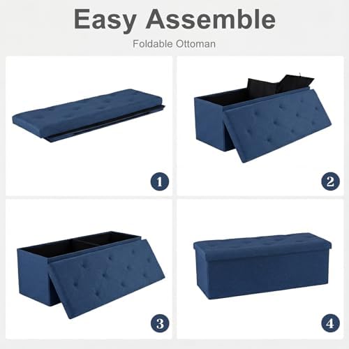DUMOS 43 Inch Folding Storage Ottoman Bench, Large Ottoman - Image 5