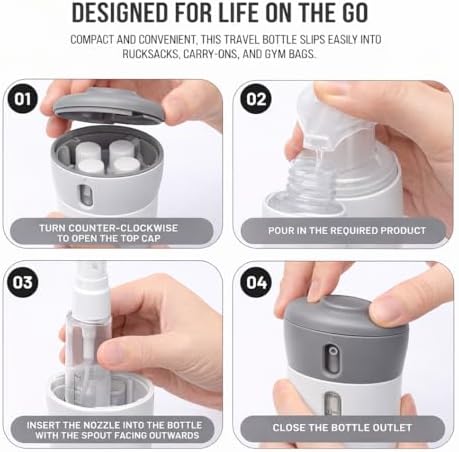 Travigo 4-in-1 Travel Dispenser Bottle Set, TSA Approved, Leak Proof, Reusable - Image 4