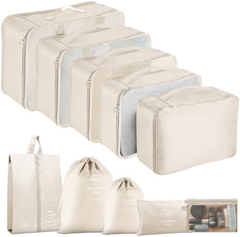 Packing Cubes for Travel 10 Set Luggage Organizer Bags by YEEYAA