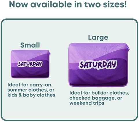 Packing Cubes for Kids & Baby Days of the Week 7 Set Daily Outfit Suitcase - Image 4
