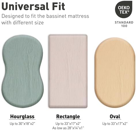 Muslin Bassinet Sheets 2 Pack, Universal Cotton Fitted Baby Mattress Sheet - Image 4