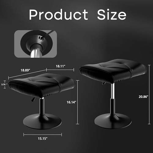 VECELO Foot Rest Under Desk Ottoman, PU Height Adjustable Footrest - Image 2