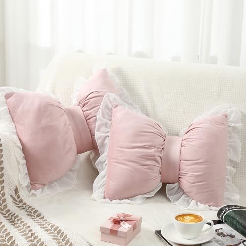 Yousoontic 2 Pcs Bow Throw Pillows 15.7x12.6 in - Image 4