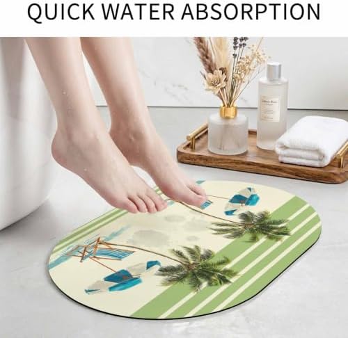 Diatomite Stone Bath Mat Summer Beach Umbrella Chair Oval Doormat Soft Non Slip - Image 4