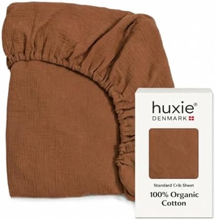 Crib Sheets, 100% Organic Cotton Muslin, Fitted 28"x52" Standard by huxie