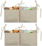 flintronic Cotton Baby Bedside Hanging Storage Bag, Baby Bed Storage Hanging Bag by flintronic