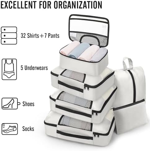 Veken 8 Set Packing Cubes for Travel Essentials, Anti-Wrinkle Buckled Suitcase - Image 6