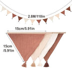 G2PLUS Cotton Fabric Bunting Banner, 9Ft Khaki Triangle Pennant Banner Flag - Image 2