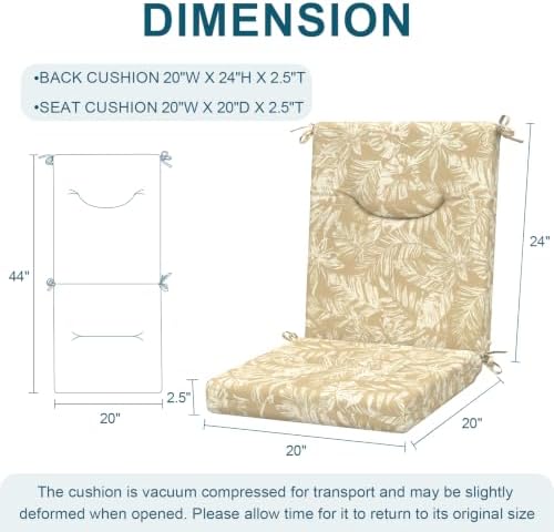 DYTXIII Outdoor High Back Chair Cushions Set of 2, 44x20 in Water Repellent - Image 3