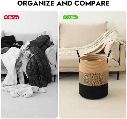 Laundry Basket Hamper Tall Rope Storage Woven - Image 5