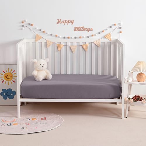 NTBAY 2 Pack Muslin Cotton Crib Sheets, Soft and Breathable Double Layer 28x52 - Image 2